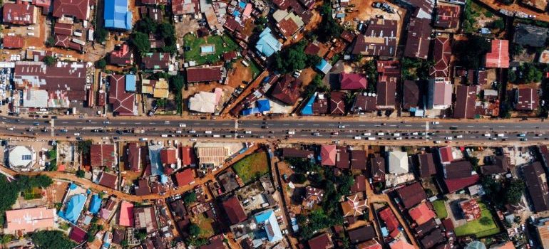 Aerial photography of neighborhood